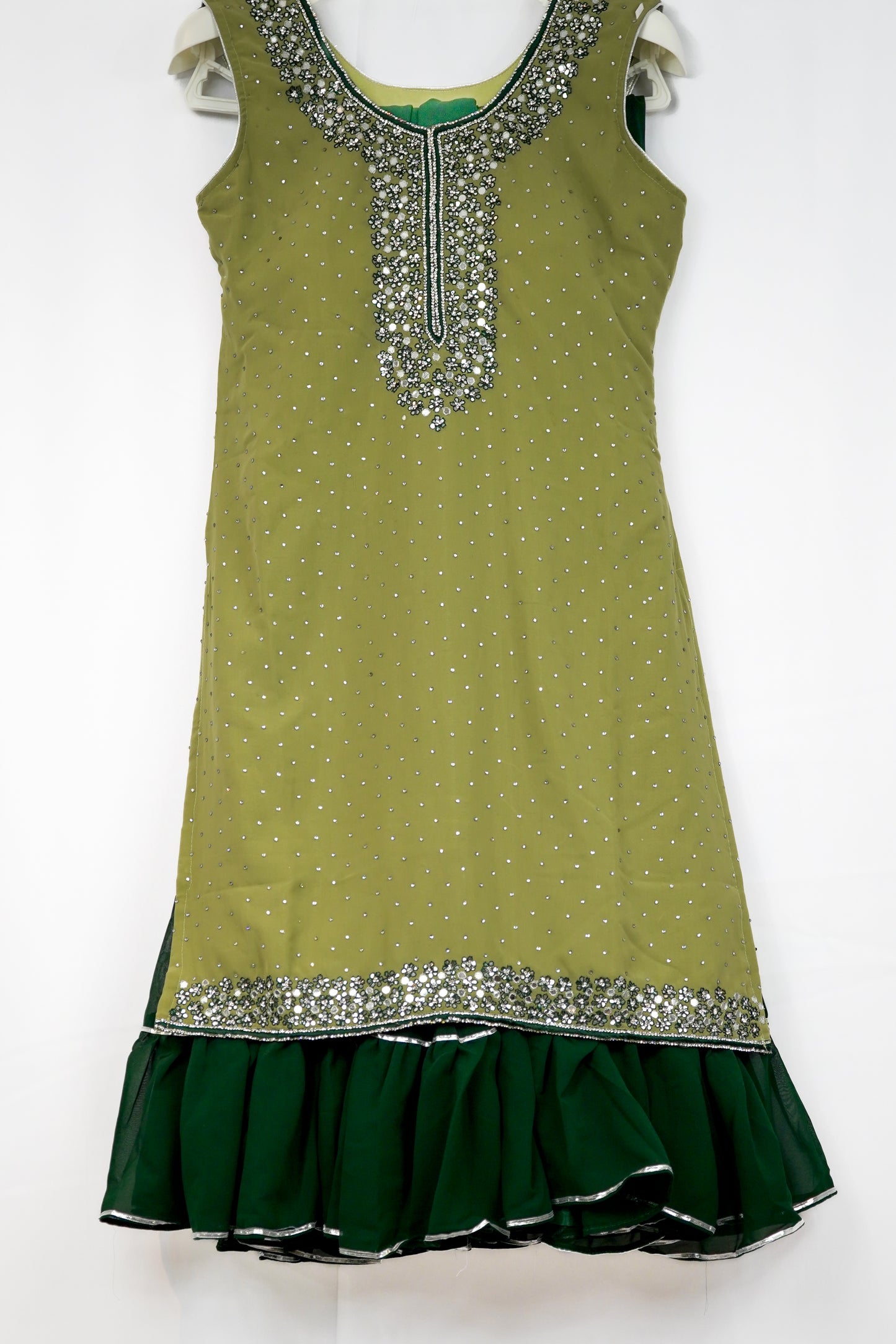 OLIVE GREEN SHARARA SUIT