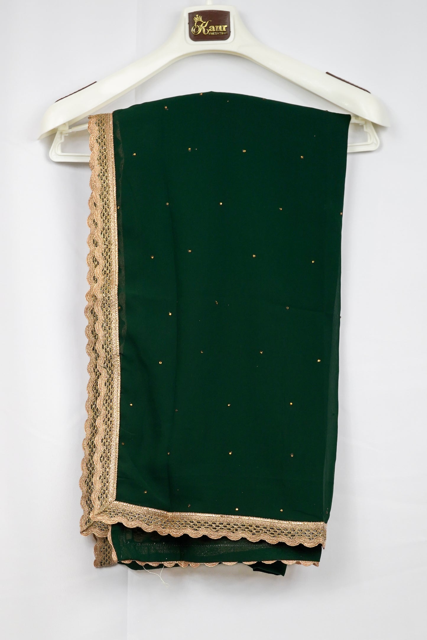 BOTTLE GREEN GEORGETTE SHARARA SET