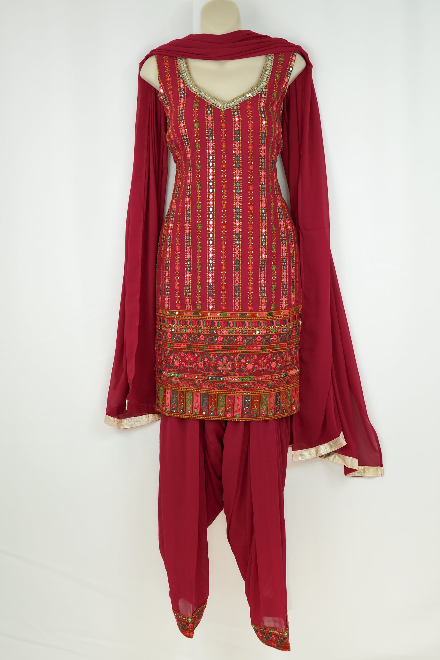 RED EMBROIDERED SALWAR SUIT