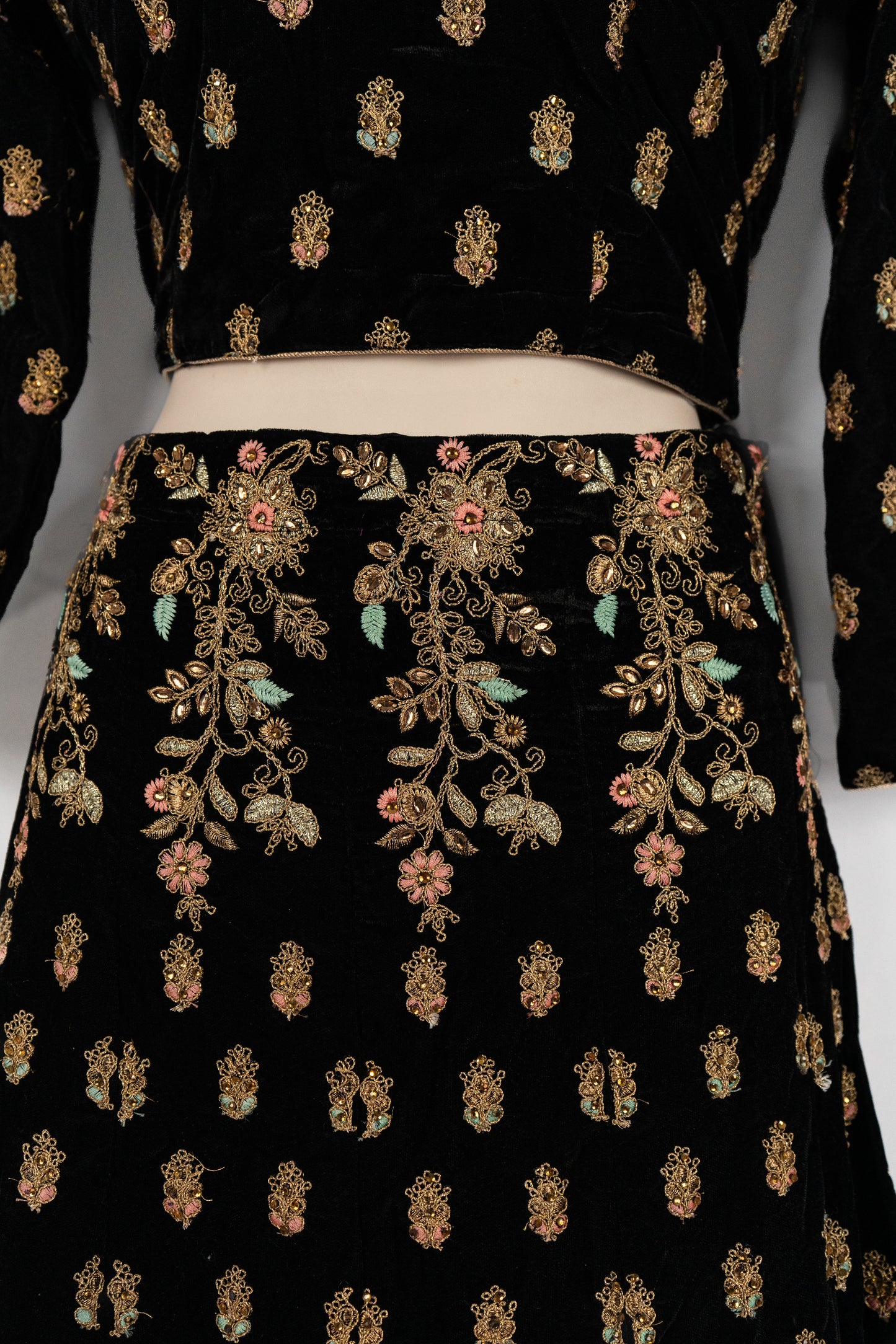 COSMIC BLUE VELVET LEHENGA SET