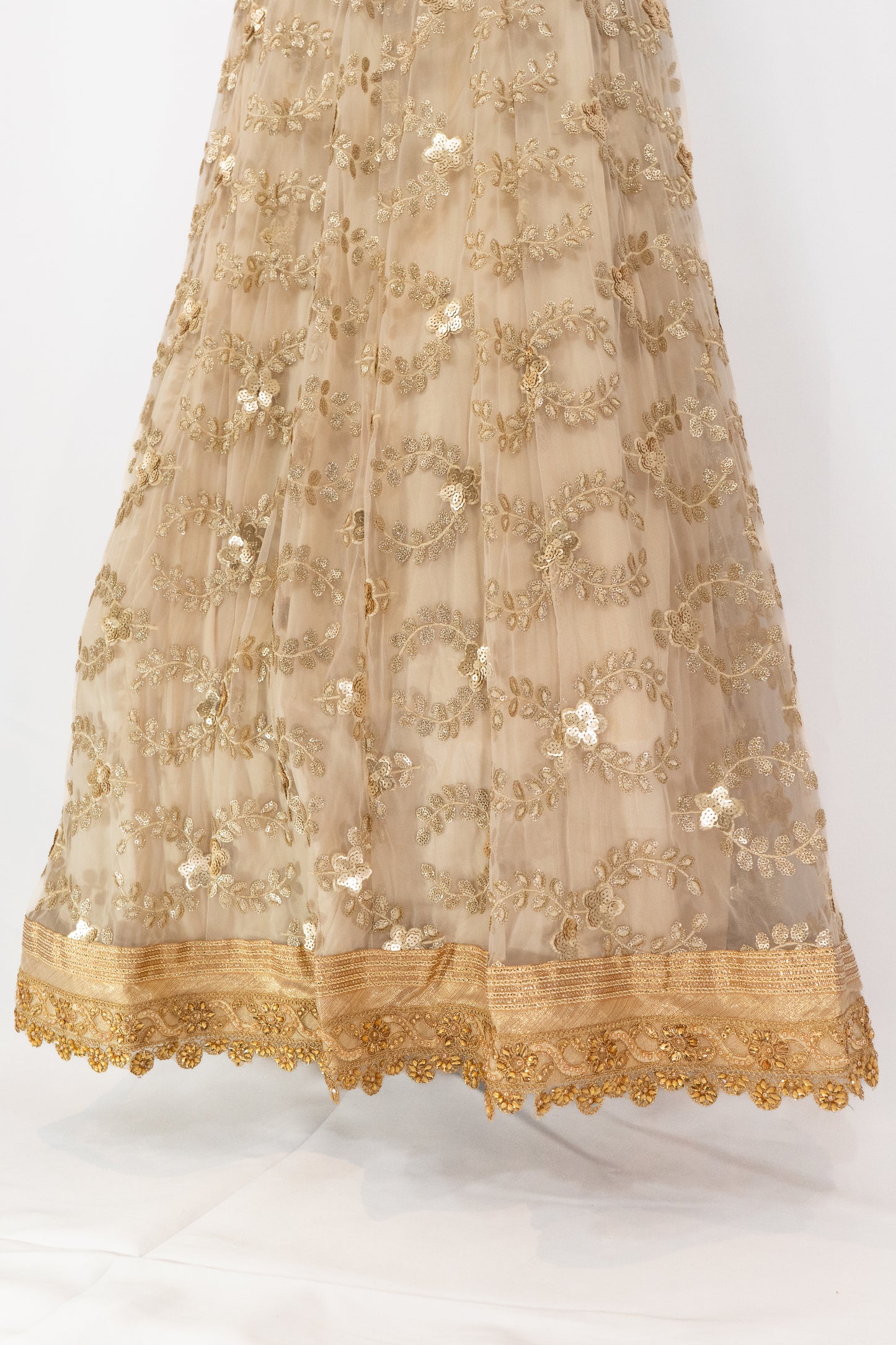IVORY AND GOLD EMBROIDERED GOWN/ANARKALI