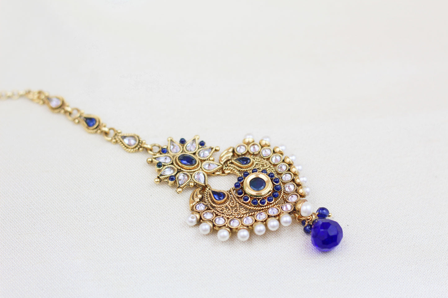 DARK BLUE POLKI MAANG TIKKA