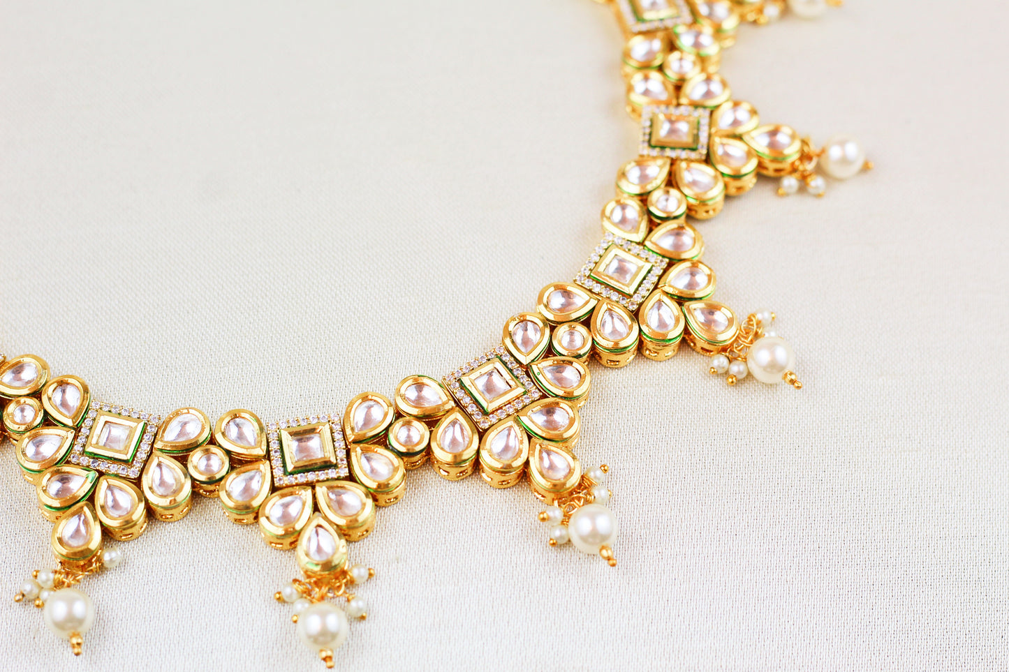 HIGH QUALITY KUNDAN NECKLACE SET WITH AD & MINAKARI (3PC)