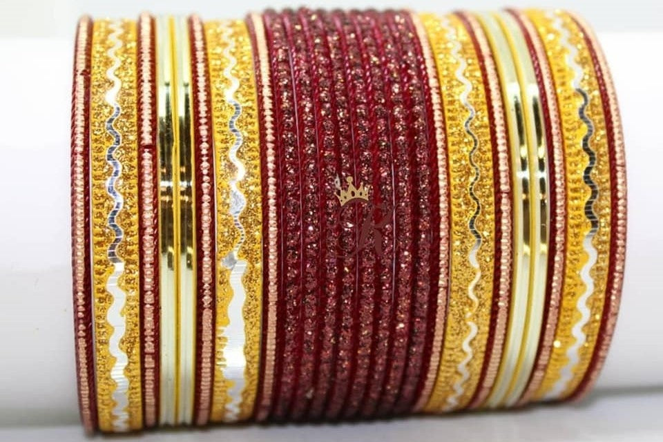 PRE MADE SET IN MEHROON AND GOLD COLOUR