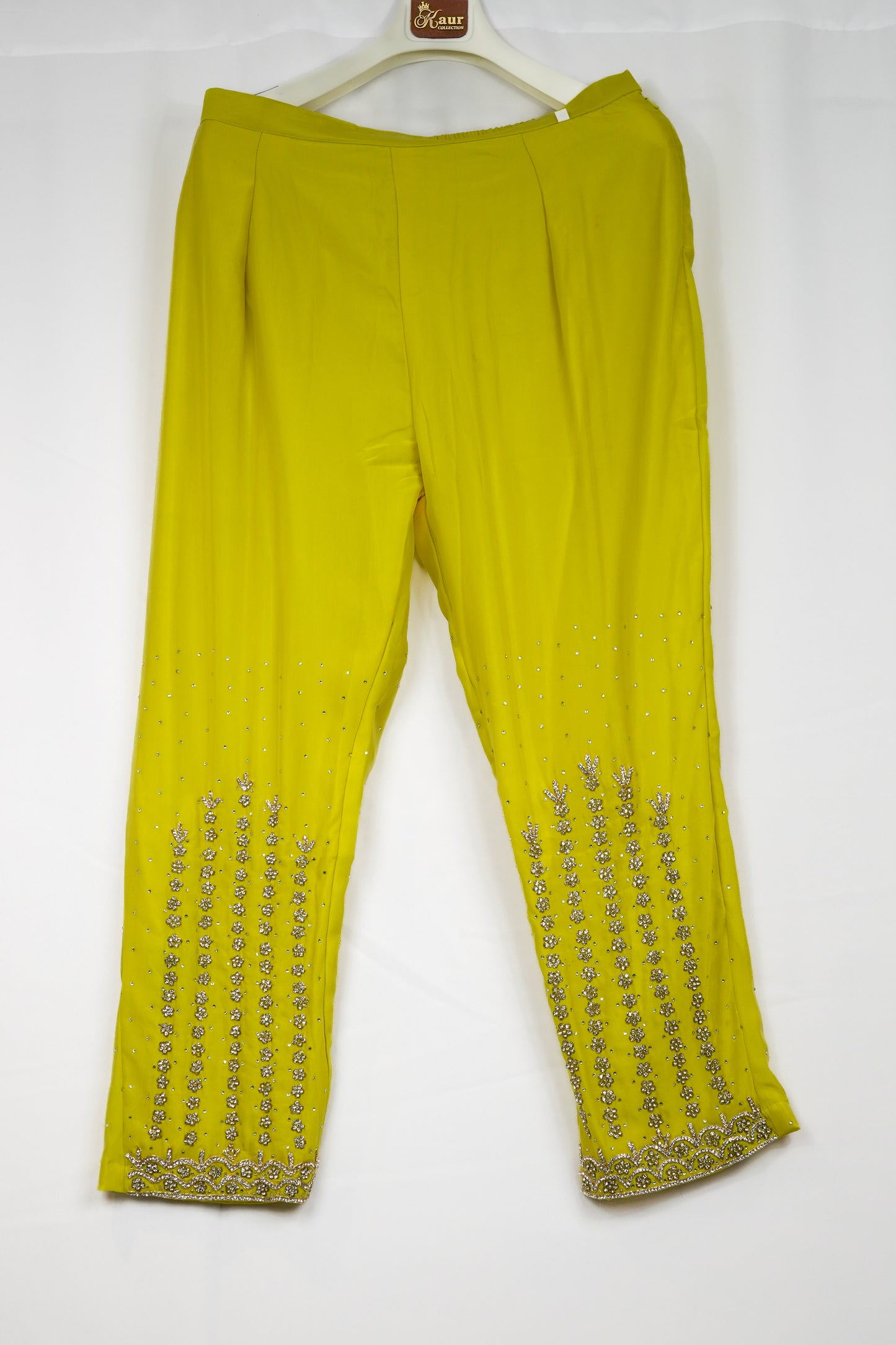 MIRROR EMBROIDERED YELLOW TROUSER SUIT