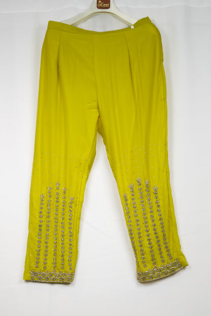 MIRROR EMBROIDERED YELLOW TROUSER SUIT