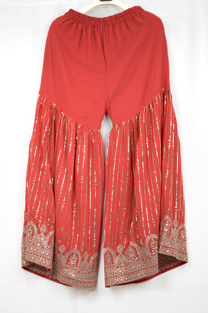 IMPERIAL RED  AND BLACK SHARARA SUIT