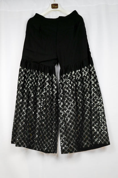 BLACK SHARARA SUIT WITH SILVER EMBROIDERY