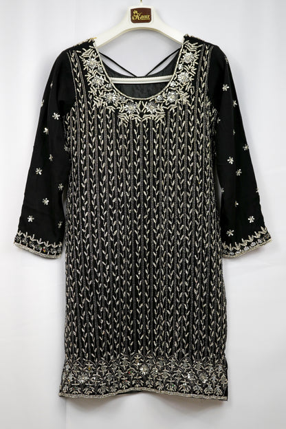 BLACK SHARARA SUIT WITH SILVER EMBROIDERY