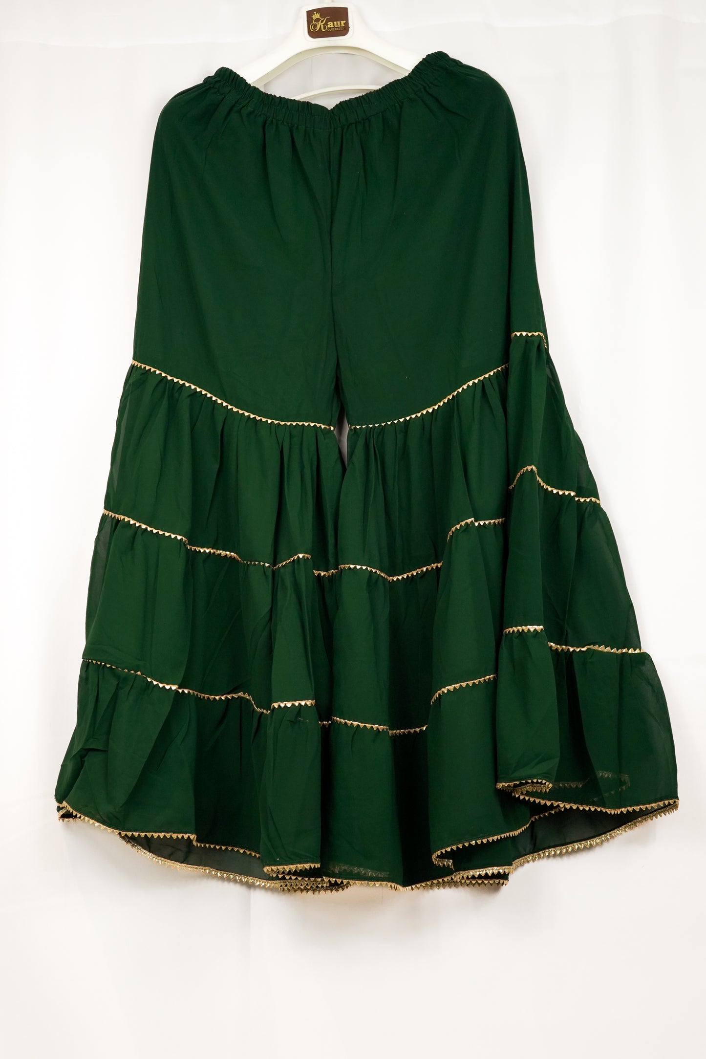 BOTTLE GREEN GEORGETTE SHARARA SET
