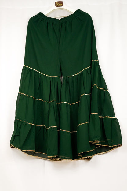 BOTTLE GREEN GEORGETTE SHARARA SET