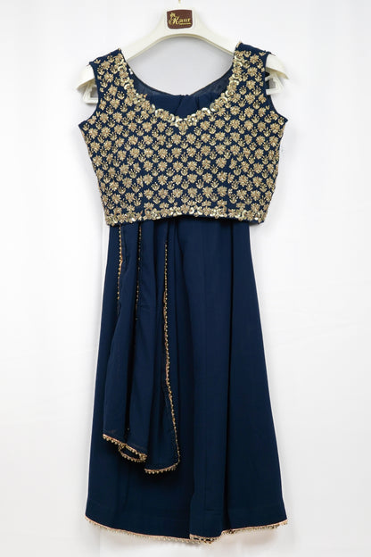 PRUSSIAN BLUE PALAZZO SET WITH CAPE