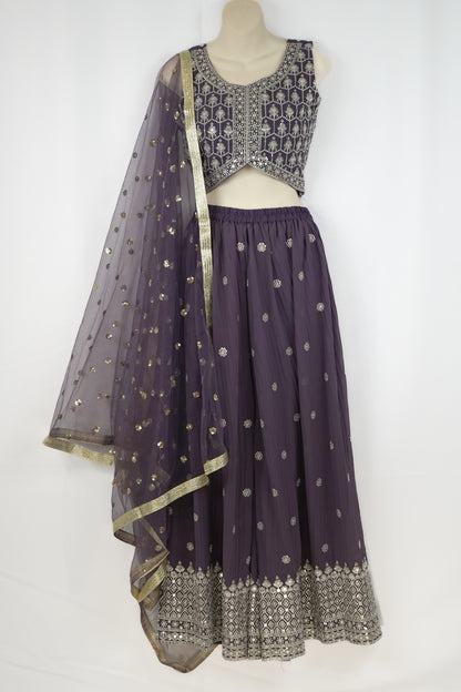 GREY PURPLE PALAZZO SET