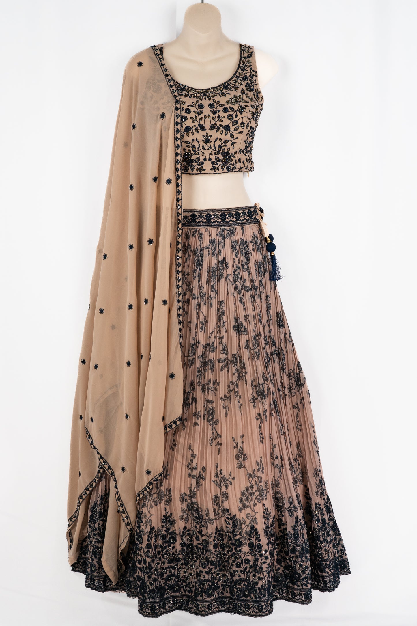 MIDNIGHT BLUE AND BEIGE LEHENGA SET