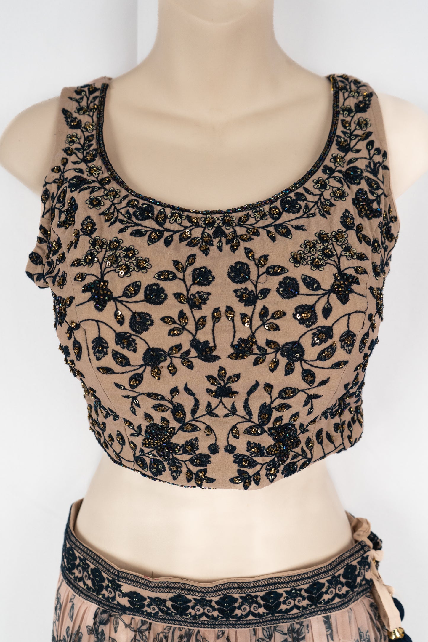 MIDNIGHT BLUE AND BEIGE LEHENGA SET