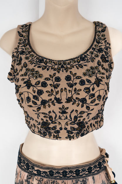 MIDNIGHT BLUE AND BEIGE LEHENGA SET