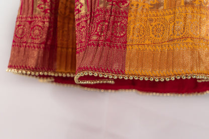 MULTI COLOR BANARSI LEHENGA SET WITH COLLAR CAPE