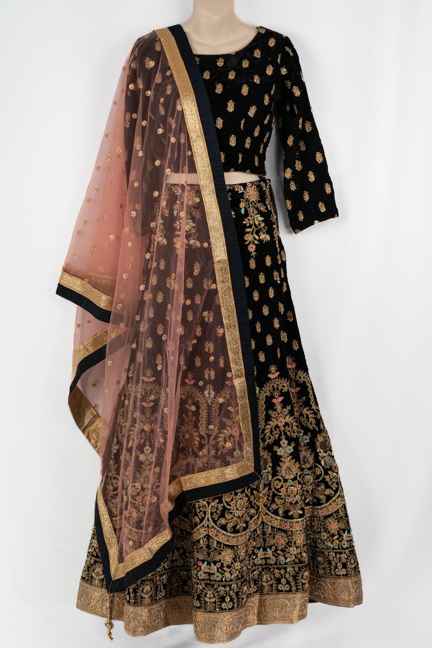 COSMIC BLUE VELVET LEHENGA SET