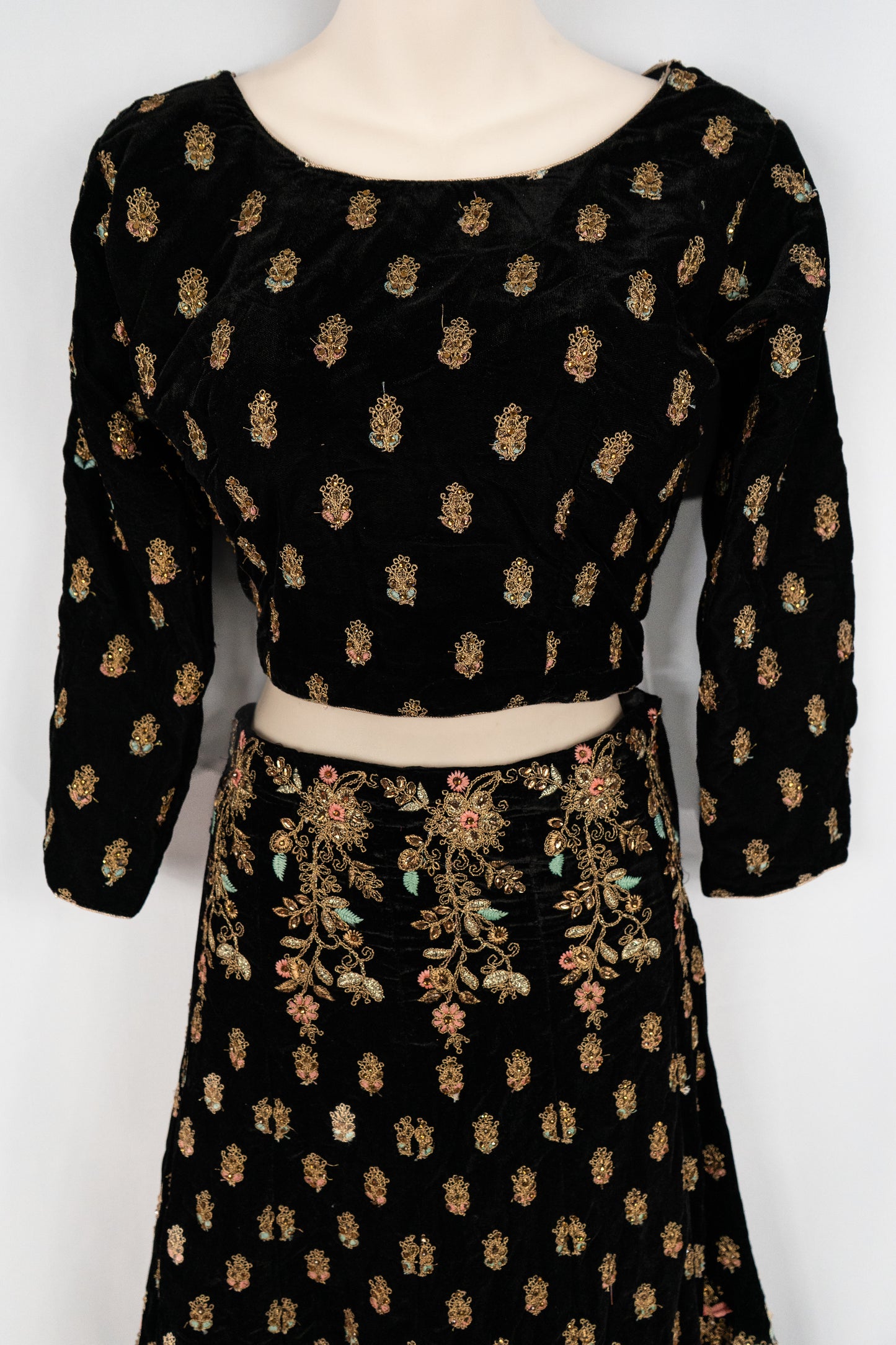 COSMIC BLUE VELVET LEHENGA SET