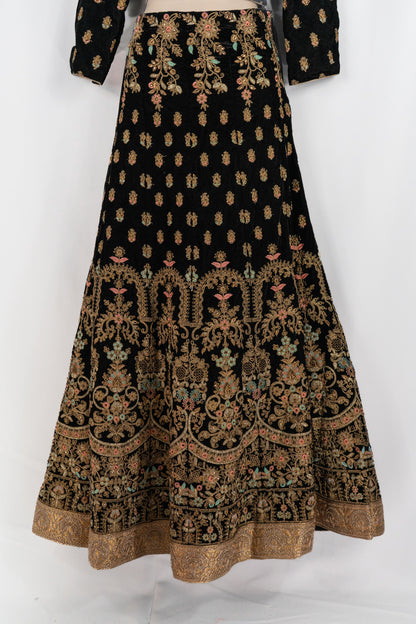 COSMIC BLUE VELVET LEHENGA SET