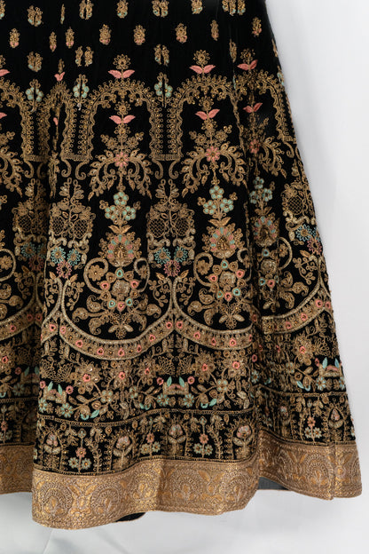 COSMIC BLUE VELVET LEHENGA SET