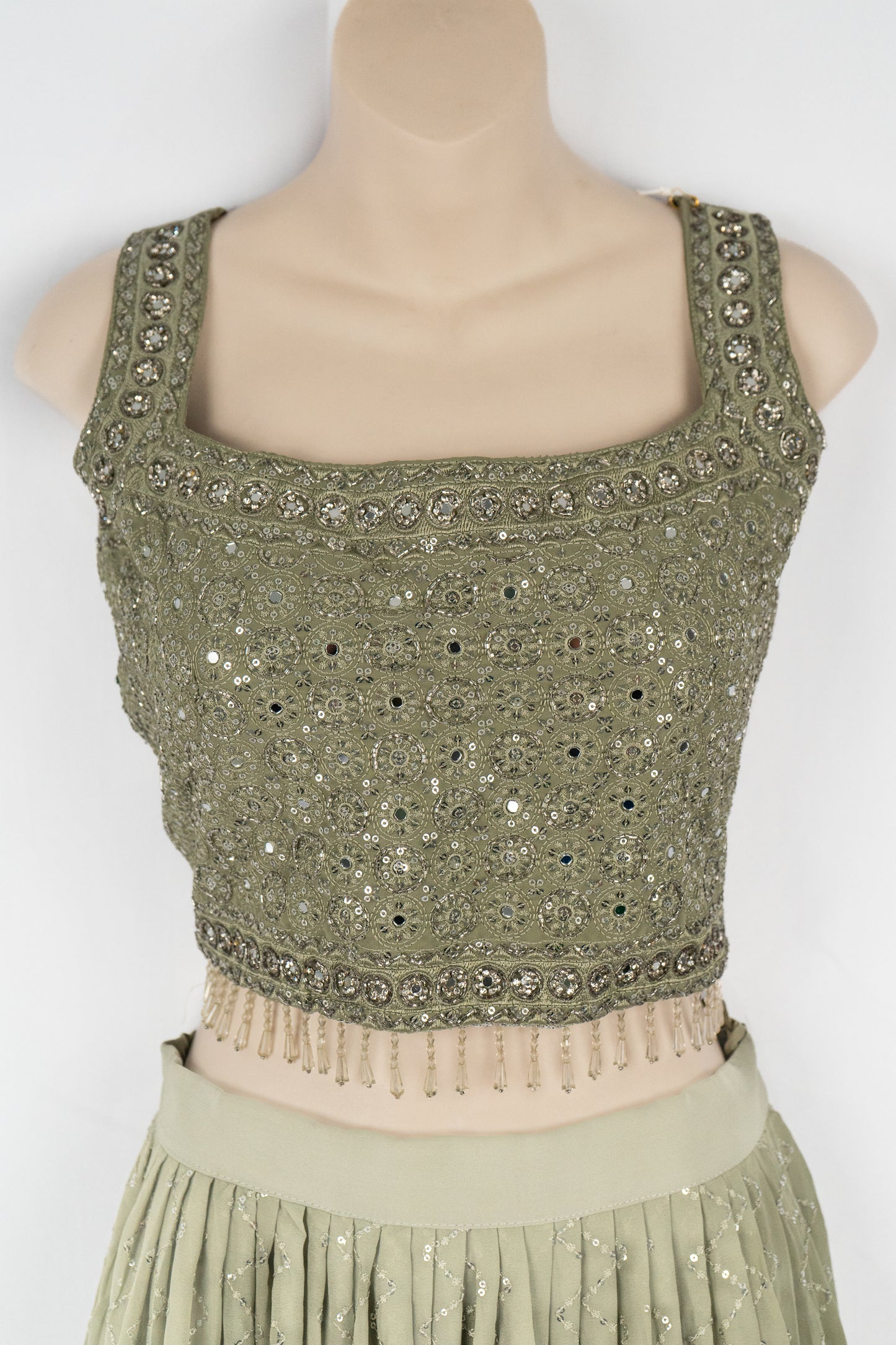 SAGE GREEN GEORGETTE LEHENGA SET