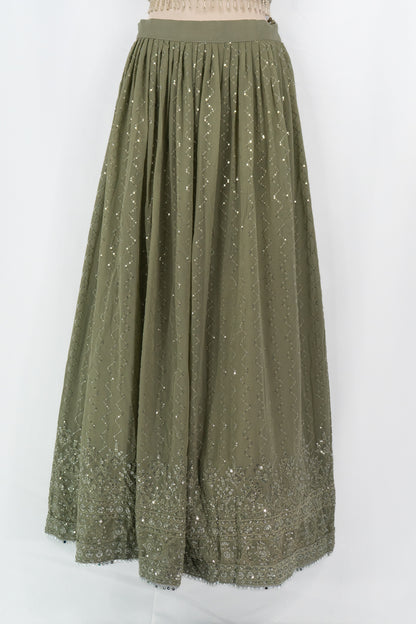 SAGE GREEN GEORGETTE LEHENGA SET