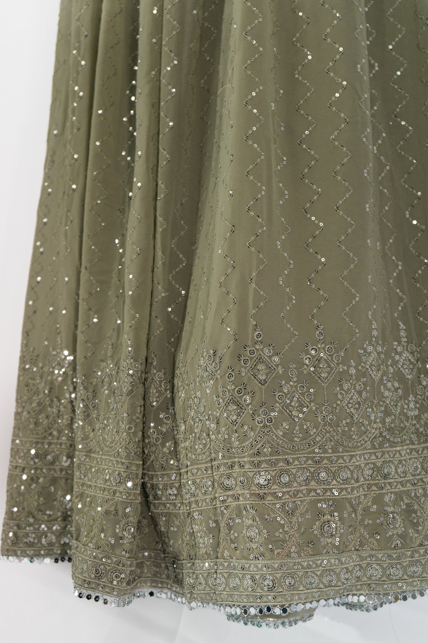 SAGE GREEN GEORGETTE LEHENGA SET