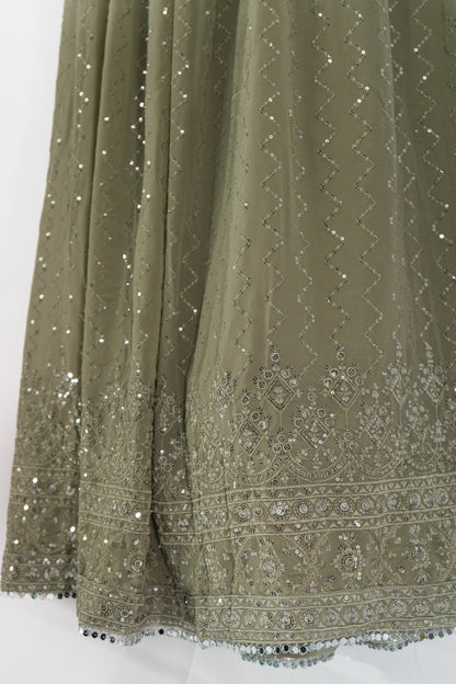 SAGE GREEN GEORGETTE LEHENGA SET