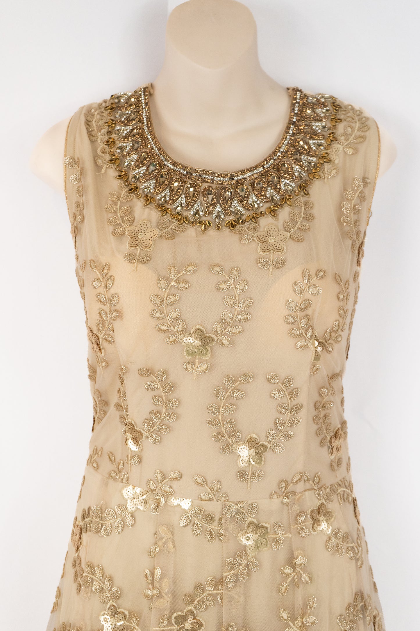 IVORY AND GOLD EMBROIDERED GOWN/ANARKALI