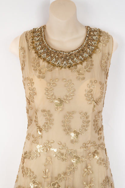 IVORY AND GOLD EMBROIDERED GOWN/ANARKALI