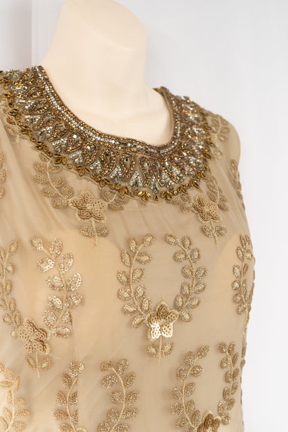 IVORY AND GOLD EMBROIDERED GOWN/ANARKALI