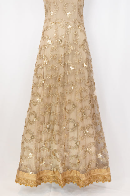IVORY AND GOLD EMBROIDERED GOWN/ANARKALI