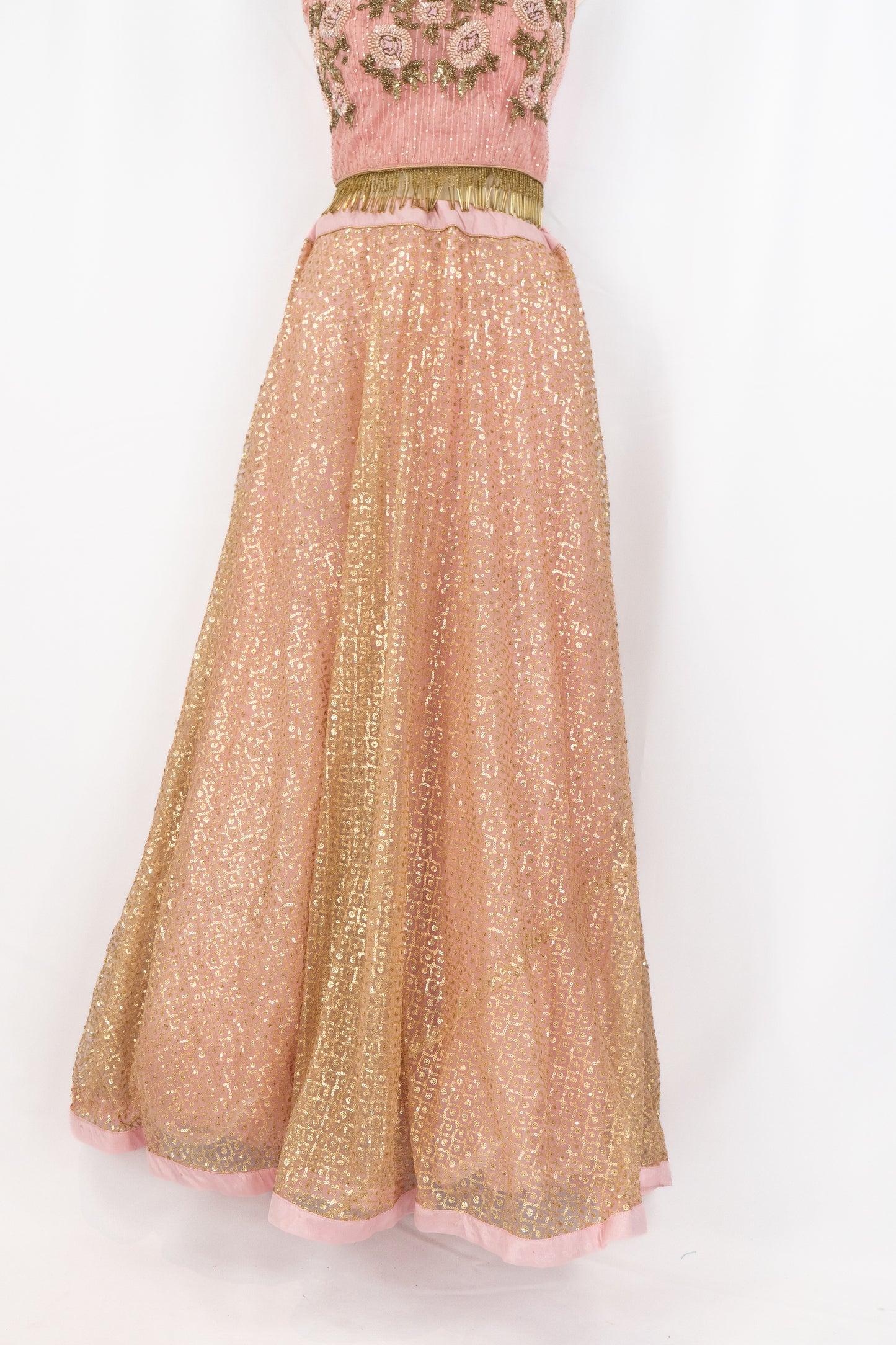 BABY PINK SEQUENCE AND HAND EMBRIDERED LEHENGA SET