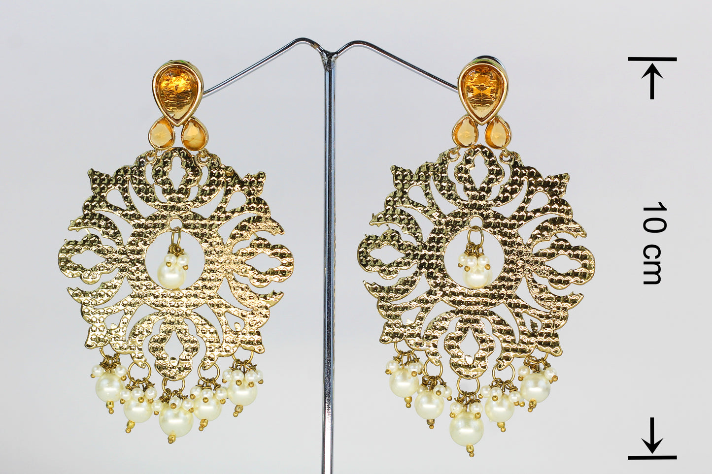 PATRA DESIGN WITH YELLOW/GOLD STONE  EARRING