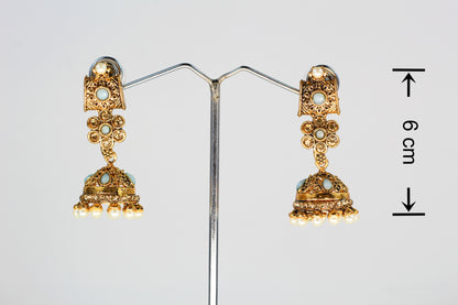 GREY ANTIQUE GOLD JHUMKI