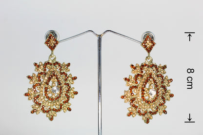 BROWN AND GOLD RHINE STONE EARRING