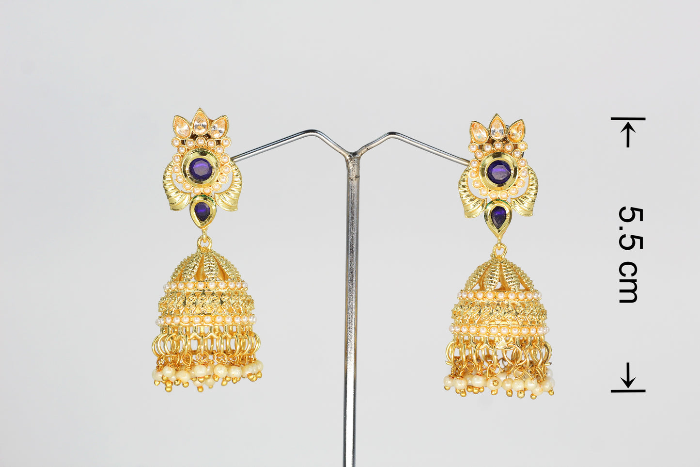 BLUE JHUMKA WITH PEARL