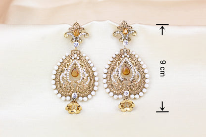 YELLOW/GOLD RHINE STONE EARRING WITH JHUMLKI