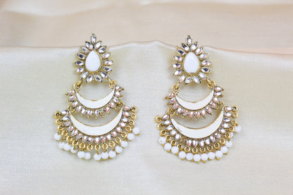 KUNDAN AND WHITE MINAKARI EARRING