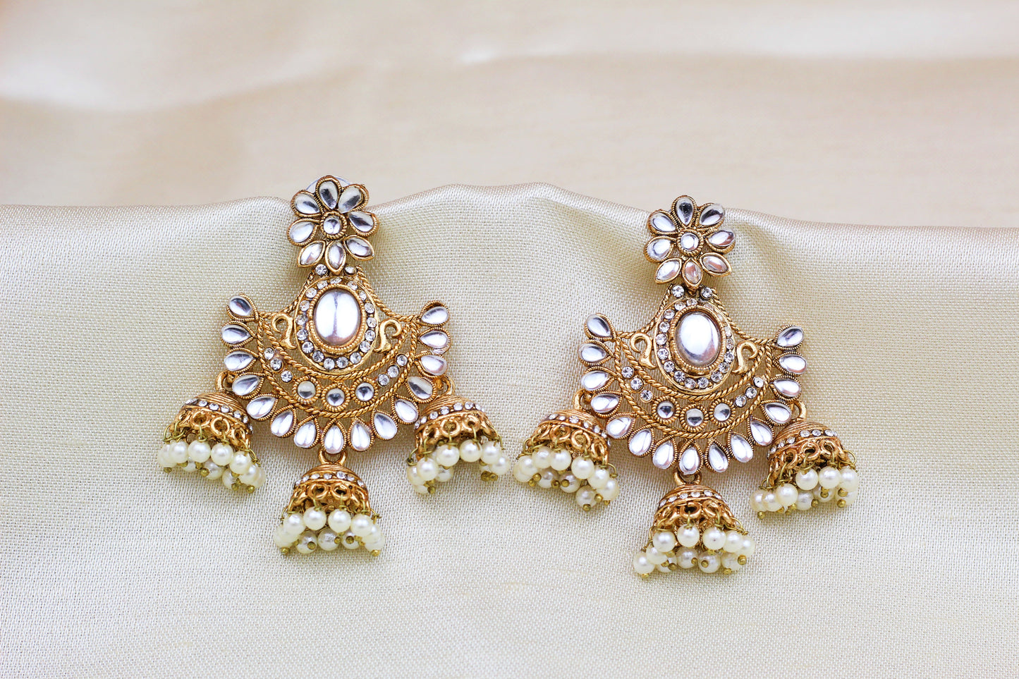 KUNDAN EARRINGS WITH JHUMKIS