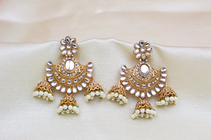 KUNDAN EARRINGS WITH JHUMKIS