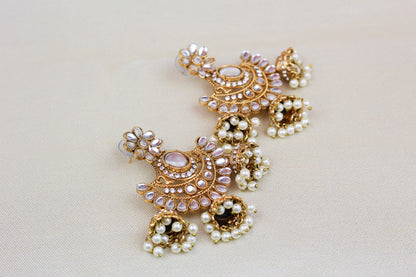 KUNDAN EARRINGS WITH JHUMKIS
