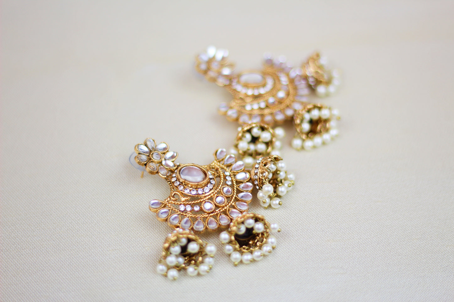 KUNDAN EARRINGS WITH JHUMKIS