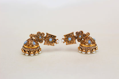 GREY ANTIQUE GOLD JHUMKI