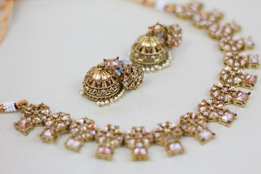 POLKI NECKLACE SET WITH JHUMKI (3pc)