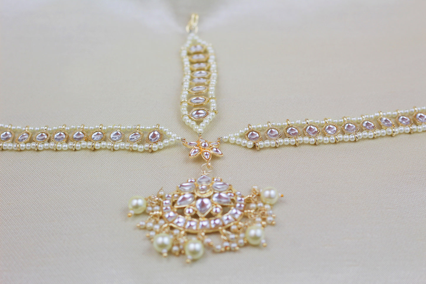 KUNDAN AND PEARL BEADED MATHA PATTI