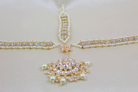 KUNDAN AND PEARL BEADED MATHA PATTI