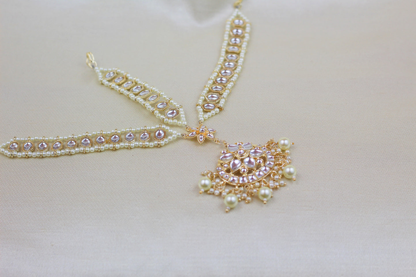 KUNDAN AND PEARL BEADED MATHA PATTI
