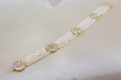 KUNDAN AND PEARL BEADED HEAD BAND
